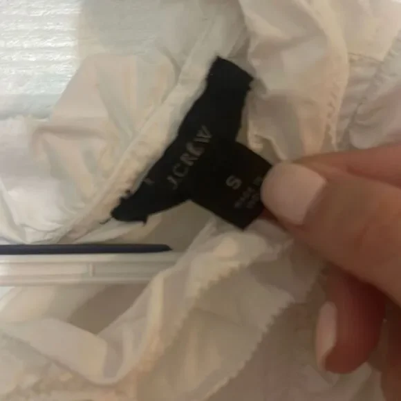 J. Crew Women's Cotton Sleeveless Keyhole Tie Back Ruffle Blouse Top White Small - Picture 3 of 9